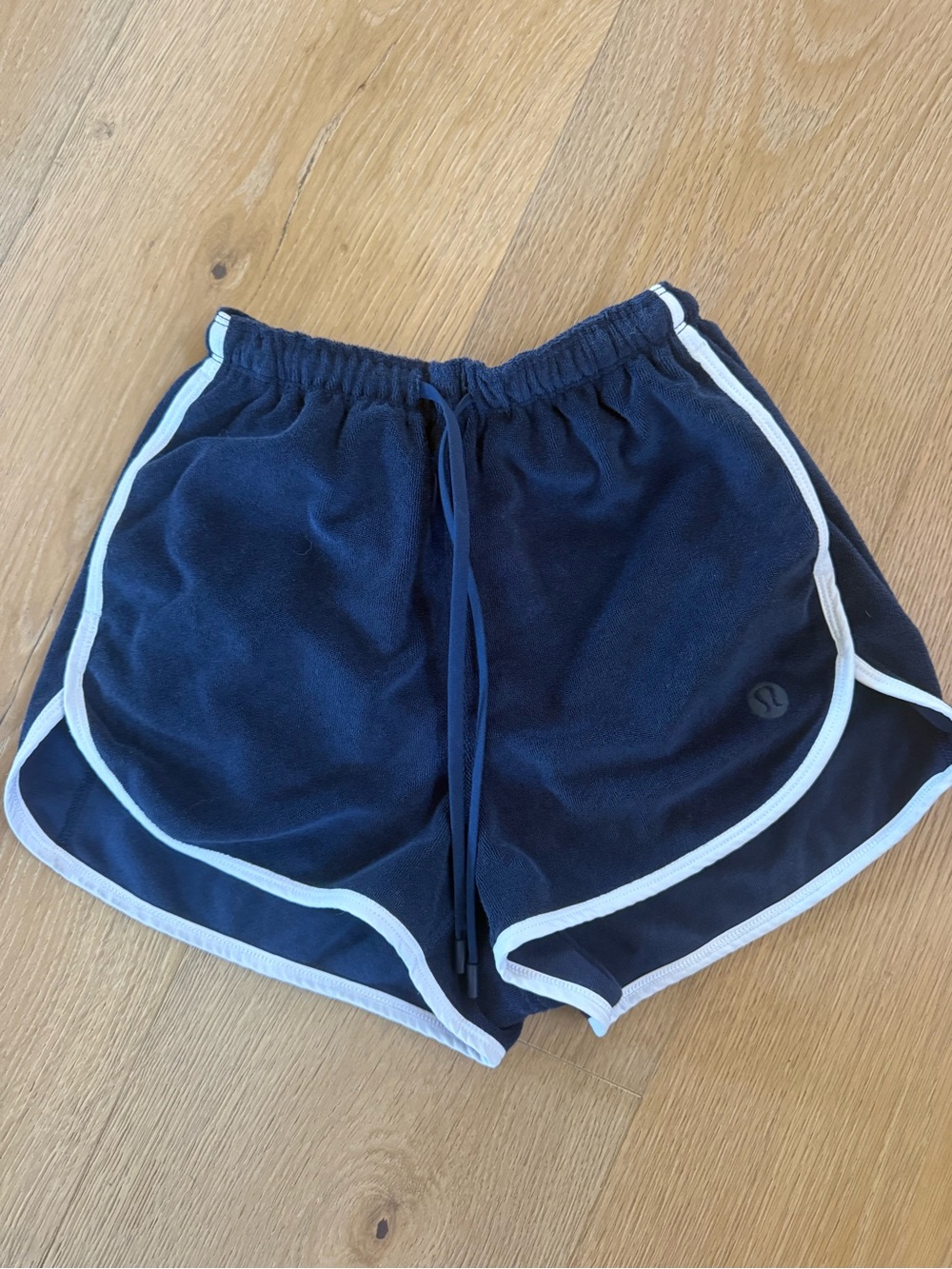 lululemon club blue HR Terry slim fit Shorts with White Trim